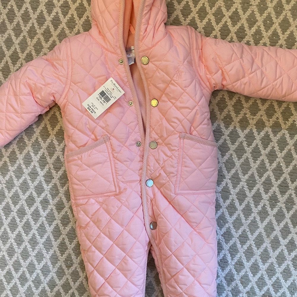 NWT - Ralph Lauren Baby Girl Pink SnowSuit - 6M -